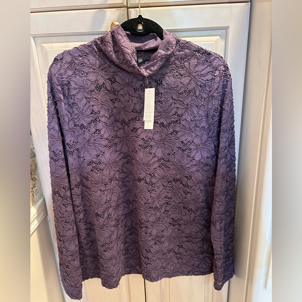 White House Black Market Lace Turtleneck Purple Size Xl New With Tags